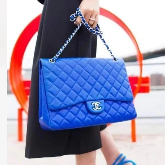 CHANEL Jumbo Classic Double Flap Bag in Cobalt Blue Lambskin - Picture 13 of 13
